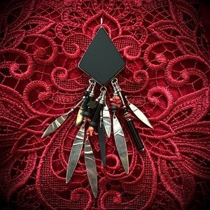 Vintage Tabra Sterling Onyx Coral Star beaded pendant